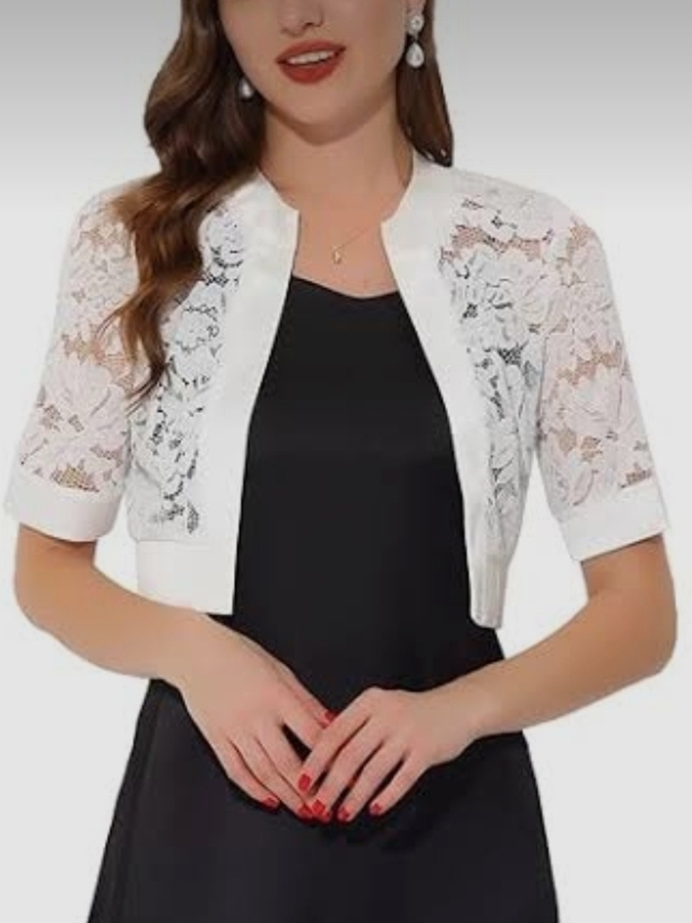 Bridal White Lace Short Sleeve Bolero Jacket